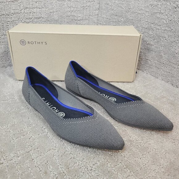 Rothys The Point Cloud Grey Pointed Toe Slip on Flat Shoes Multiple Sizes - Picture 11 of 12